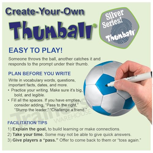 Create-Your-own Thumball 6", Blue, (Includes Marker) | Develop Your Own Ice Breakers - Customize Learning Reinforcement Tools | 30 Blank Panels