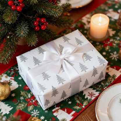 1-1/2 Inch 100 Yards Satin Ribbon White, Solid Color Fabric Ribbon for Gift Wrapping, Wedding, Polyester Gift Ribbon for Birthday Party Decoration, Craft, Hair, Floral, Sewing (300 Foot)