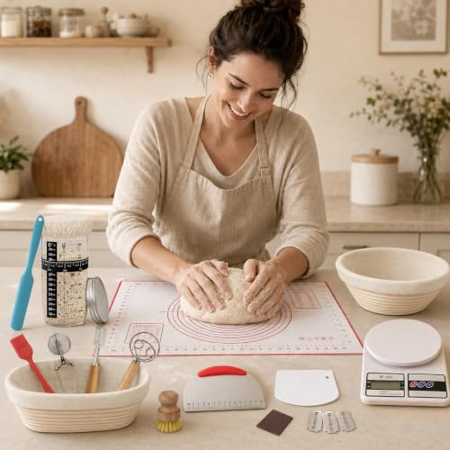 Sourdough Starter Kit with 10" Round and Oval Proofing Baskets (38 Count)