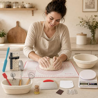 Sourdough Starter Kit with 10" Round and Oval Proofing Baskets (38 Count)