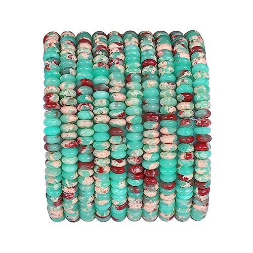 Natural Green Shoushan Disk Stone Beads 4x2mm 160pcs Rondelle Loose Semi Gemstone Beads for Jewelry Making Design (160 Count)