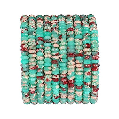 Natural Green Shoushan Disk Stone Beads 4x2mm 160pcs Rondelle Loose Semi Gemstone Beads for Jewelry Making Design (160 Count)