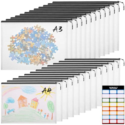 24pcs A4 Mesh Zipper Pouch File Bags