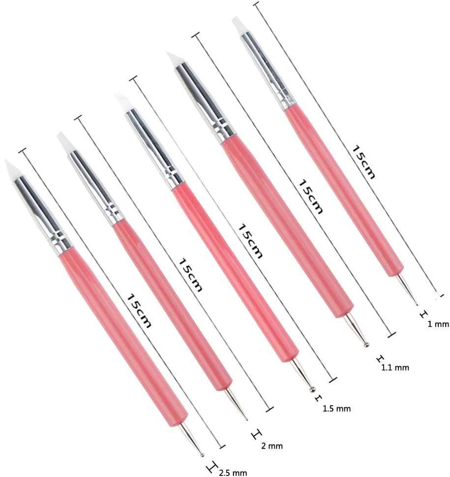 4PCS Double Ended Metal Ceramic Clay Ball Stylus Dotting Tools and 5PCS 2 Way Silicone Polymer and Embossing Paper Flower Indentation Tool for Drawing