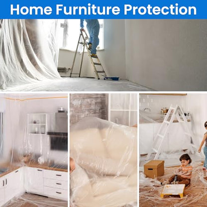 Pre Taped Masking Film 9feet x 90feet Plastic Cover for Painting