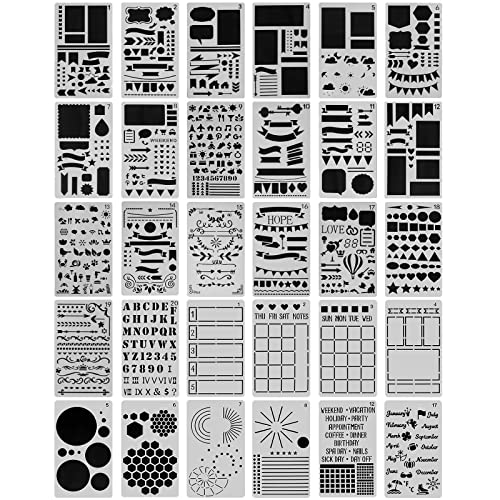 30 PCS Journal Stencils