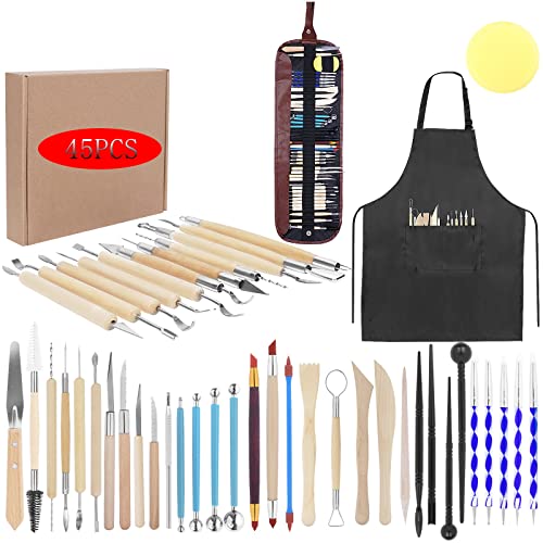 Pottery Clay Tools for Adults Sculpting (45 Count)