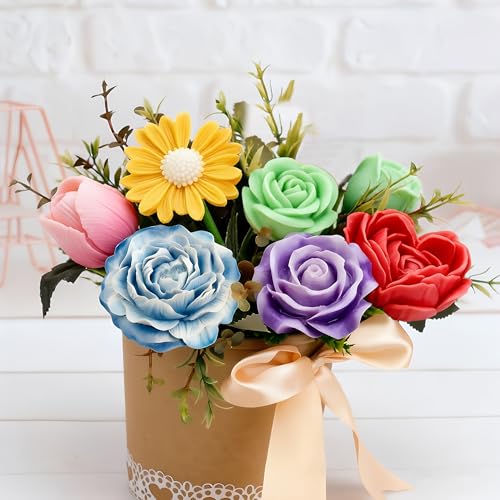 6 Pcs Flower Silicone Candle Molds Set (6 Count)