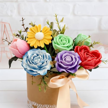 6 Pcs Flower Silicone Candle Molds Set (6 Count)