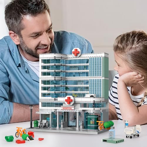 City Hospital Building Set Compatible with Lego 1350pc LED Lighting (1350 Count)