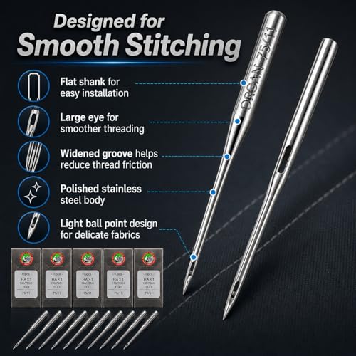 50 PCS Sewing Machine Needles for Brother (50 Count)