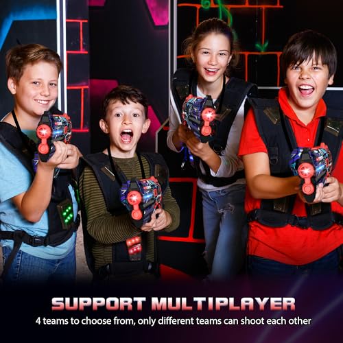 Laser Tag Guns Set of 4 Laser Tag Guns with Digital LED Score Display Vests (4 Count)