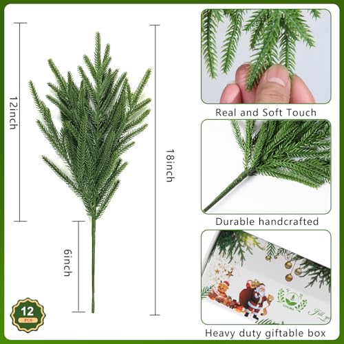 12 Pcs Artificial Norfolk Pine Branches (12 Count)