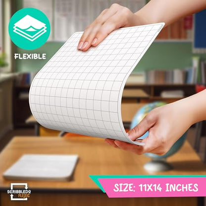 Large Grid Dry Erase Sheets 11”x14” Math Practice Small White Board Sheets Math Manipulatives Quad Graph Whiteboard Sheets Math Supplies Homeschool Teacher Students Classroom Pack of 10 (10 Count)