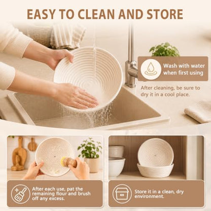 Sourdough Starter Kit 27Pcs with Round and Oval Banneton Basket (27 Count)