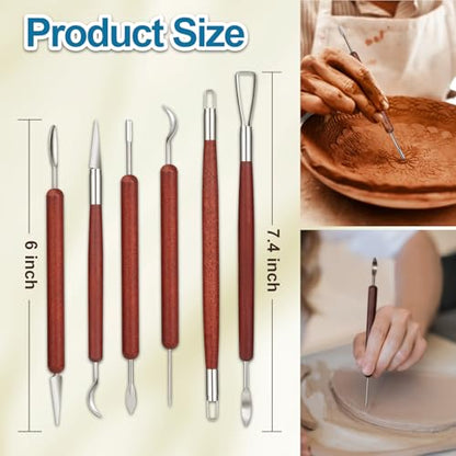 6 Pcs Double Ended Clay Carving Tools Set for Adults