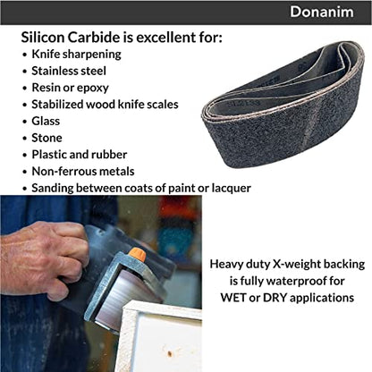 10 Pack 3 x 21 Inch Sanding Belts 36 Grit Silicon Carbide for Belt Sander