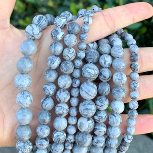 120pcs Adabele Natural Landscape Jasper Gemstone 6mm Round Beads (124 Count)