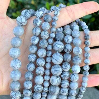 120pcs Adabele Natural Landscape Jasper Gemstone 6mm Round Beads (124 Count)