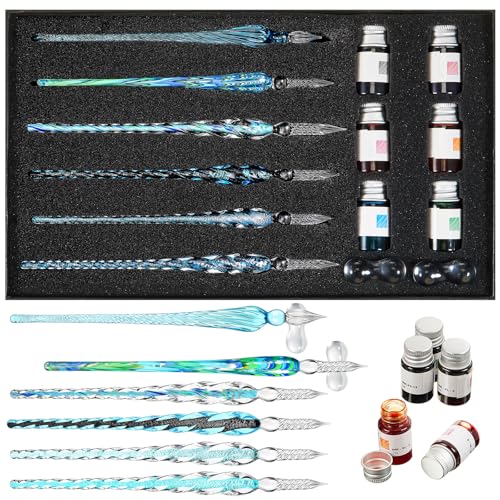 14 Pcs Glass Dip Pen Ink Set for Art Supplies (6 Count)