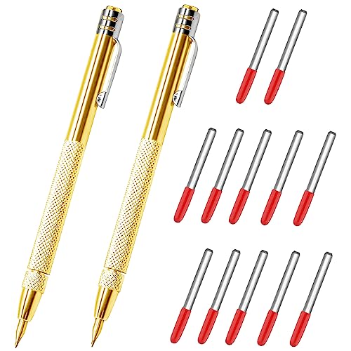 2 Pcs Tungsten Carbide Tip Scriber With 12 Replacement Marking Tip