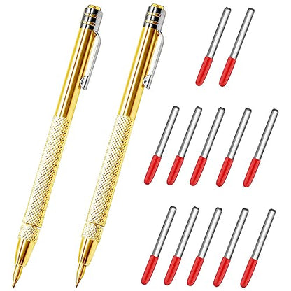 2 Pcs Tungsten Carbide Tip Scriber With 12 Replacement Marking Tip