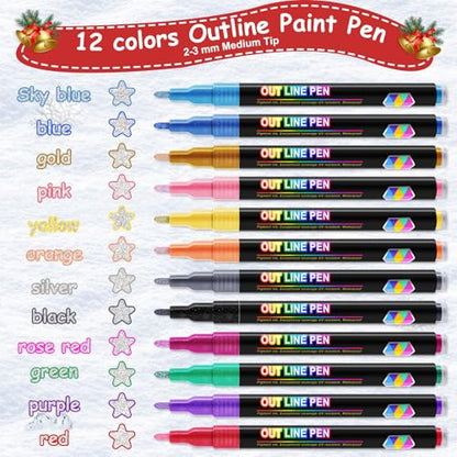 12 Colors Double Line Outline Markers (12 Count)