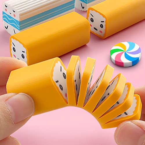 Food Erasers 12 Pack Sushi Desserts Desk Pet Erasers for Kids Cute Fun School Supplies Prize Gifts Party Favors (12 个)