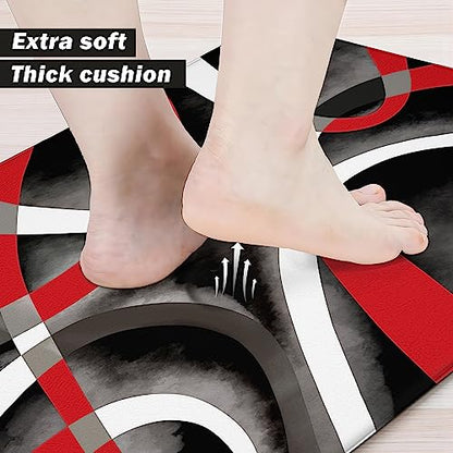 Kitchen Mats for Floor red Kitchen Rugs Modern Abstract Circle Anti Fatigue Kitchen Mats Waterproof Floor Mats Cushioned Non