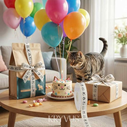 Cotton Ribbon with Cat Faces 5 (36 Foot)