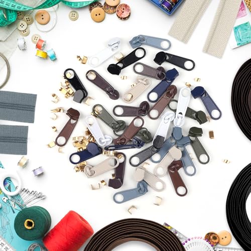 24 Yards 8 Pieces Sewing Zippers #3 Nylon Coil Zippers Assorted Zipper for Sewing with 32 Zipper Sliders for DIY Tailor Sewing Crafts Supplies (8 Count)