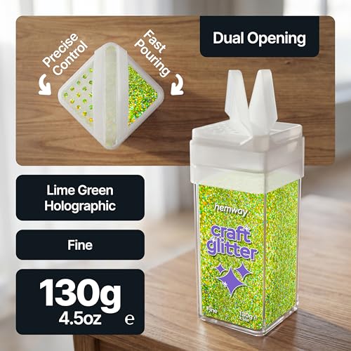 Craft Glitter Shaker Lime Green Holographic 130g Fine (3.8 Ounce)