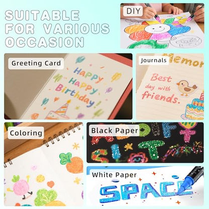 48 Colors 24 Pcs Glitter Markers Pens (24 Count)