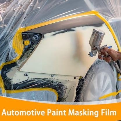Pre Taped Masking Film for Painting 59inx65ft Plastic Painters Sheeting Tape and Drape Painters Paper Rolls for Automotive Painting Covering (6 Count)