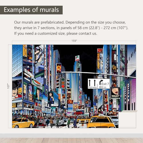Hand Painted New York City Wallpaper wall murals for Bathroom 159"x107"
