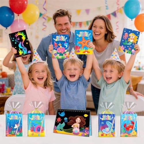 24 Pack Rainbow Scratch Notebook Art Party Favors for Kids