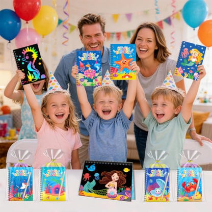 24 Pack Rainbow Scratch Notebook Art Party Favors for Kids