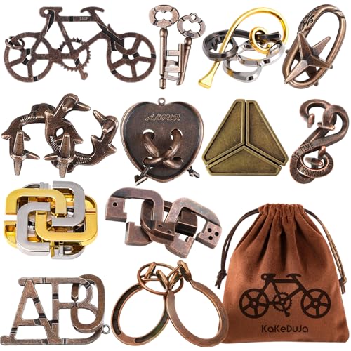 12 PCS Brain Teaser Puzzles Disentanglement Puzzles Metal Puzzle Logic Metal Puzzle for Adult Lock Puzzles Gift for Adults Teenagers (72 Count)