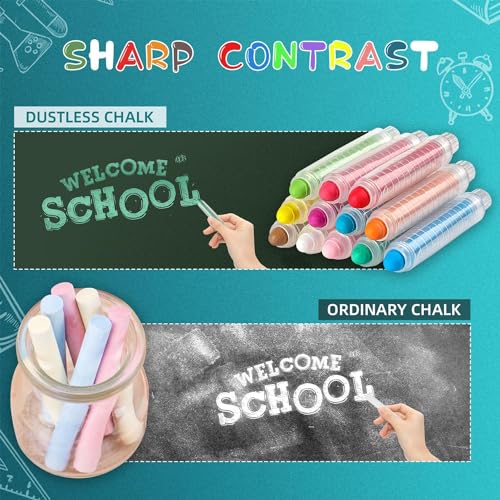 12 Pcs Dustless Chalk Colored twistable Chalk (12 Count)