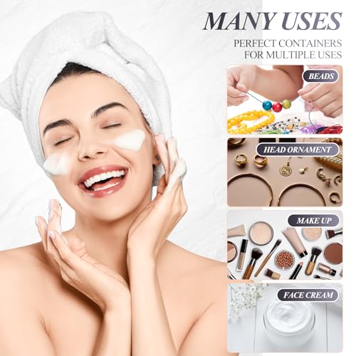 12 Pack Plastic Container Jars with Lids Round Clear Travel Cosmetic Container Jars for Toiletries (12 Count)