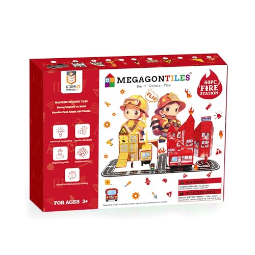 Fire Station Magnetic Tiles Set 60PCS (60 Count)