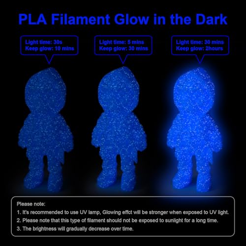 3D Printer Filament 1.75mm Glow in The Dark Shiny Firefly Blue PLA Filament for 3D Printing
