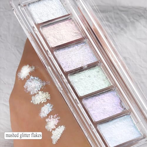 Iridescent Nail Glitter Set 6Color Mud Texture Aurora Chrome Powder