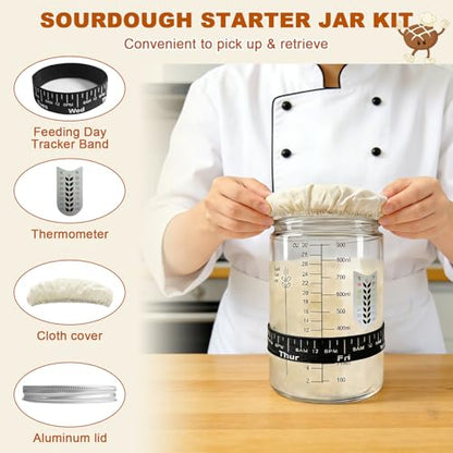 Sourdough Starter Kit with Sourdough Jar & Baking Supplies for Beginner