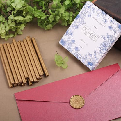 Antique Gold Wax Seal Sticks 26pcs Antique Gold Glue Gun Wax Sticks Mini Sealing Wax Sticks for Wedding Invitations Letters Cards Christmas Package Gift Sealing