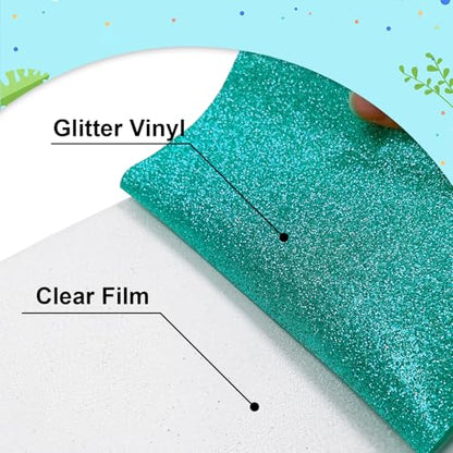 Agate Green Glitter HTV Vinyl 12" x6FT Easy Cut & Weed Iron on Heat Transfer Vinyl for T