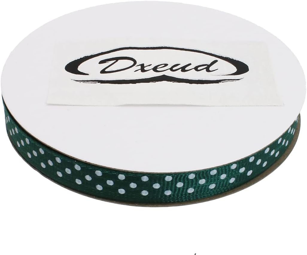 Polka Dot Grosgrain Ribbon 25 Yard Each Roll 100% Polyester (3/8", Dark Green) - Crafty Corner