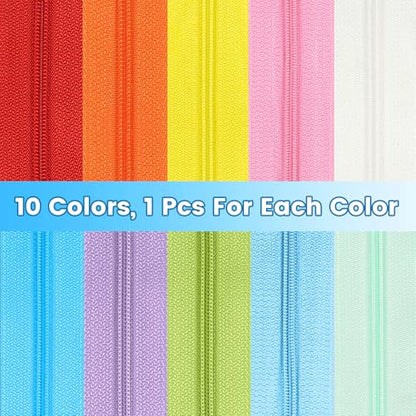 31 Yards 10 Pieces Sewing Zippers #3 Nylon Coil Zippers Assorted Zipper for Sewing with 40 Zipper Sliders for Tailor Sewing Crafts Supplies