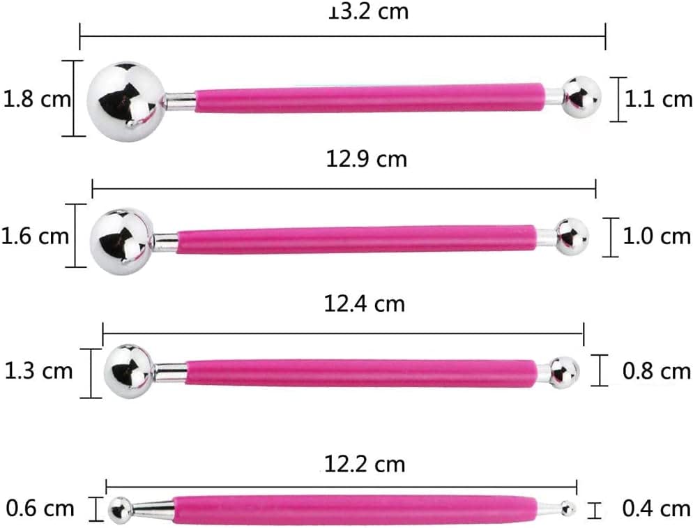 4PCS Double Ended Metal Ceramic Clay Ball Stylus Dotting Tools and 5PCS 2 Way Silicone Polymer and Embossing Paper Flower Indentation Tool for Drawing