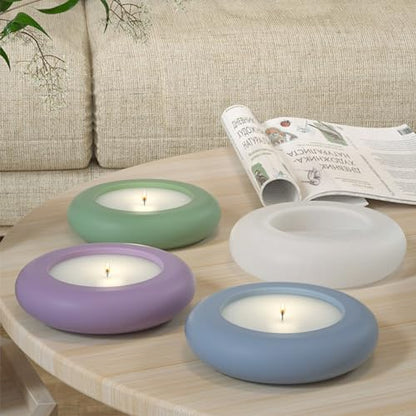 2PCS Round Candle Holder Resin Mold Silicone Tealight Votive Candle Holder Molds Concrete Cement Epoxy Silicone Molds for Making Jewelry Holder Trinket Dish Tray for Party Wedding Home Decor